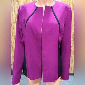 Kasper Magenta and Black Open-Front Blazer